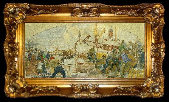framed  Carl Wilhelmson pa skeppsbron, ta009-2